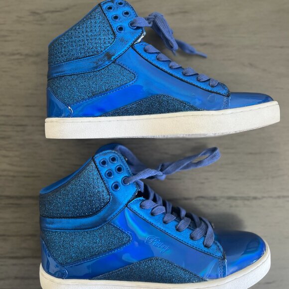 High Top Blue Sparkle Sneakers - Picture 1 of 3